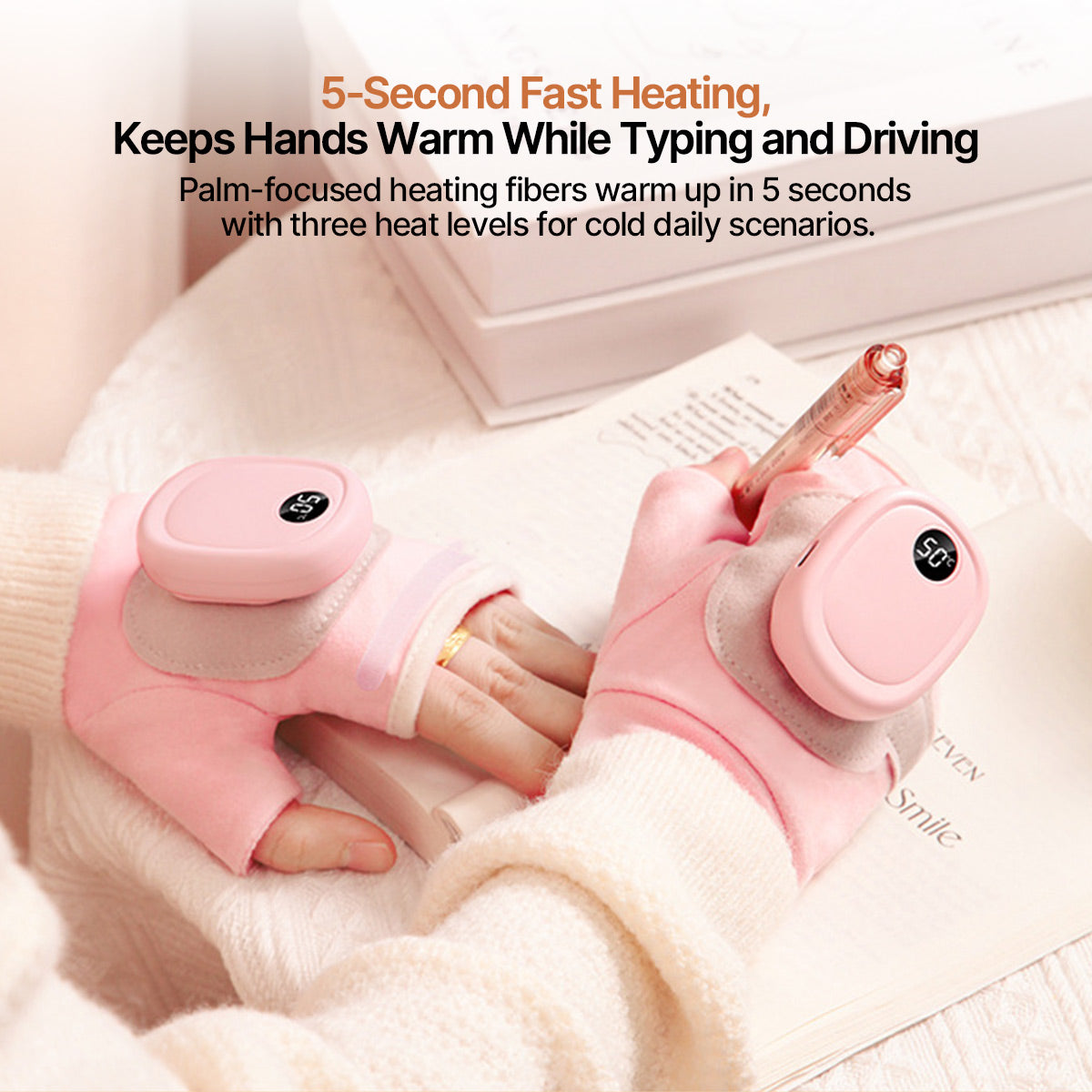 Heated Gloves β 5s Quick Heat 135g Warm Winter Gloves for Cycling Office Driving Home | Traverseon