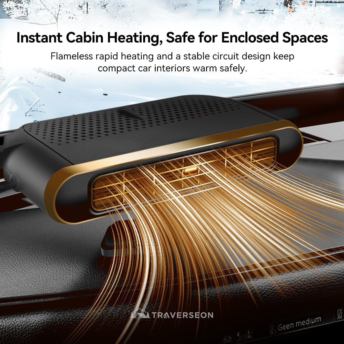 12V Portable Car Heater β Instant Heat & Fast Windshield Defogger | Traverseon