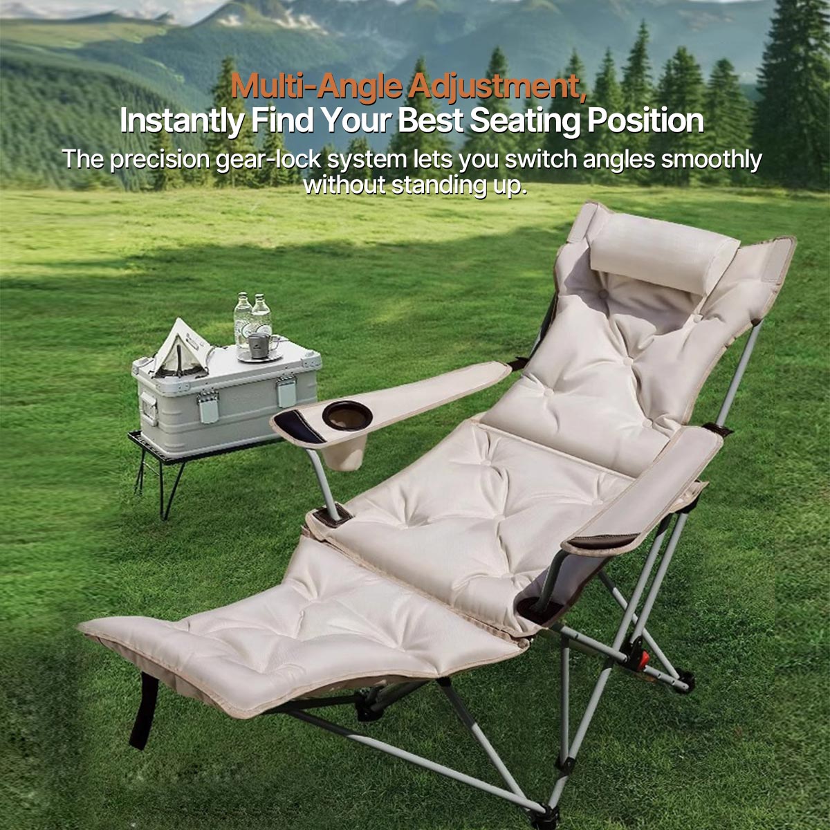 Outdoor Recliner Chair - Adjustable Gear Positions Foldable for Camping, Sports Events, Beach | Traverseon