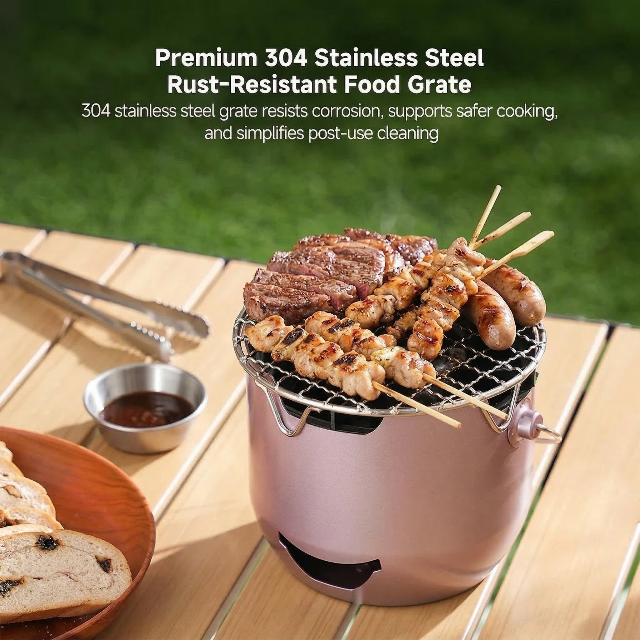 Mini Cast Iron Charcoal Grill – Portable Tabletop Korean BBQ Grill for Camping & Patio | Traverseon