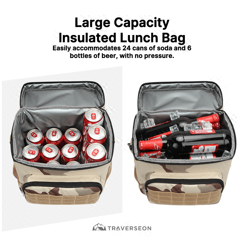 24-Can Insulated Lunch Bag – Leakproof Rigid Lunch Box Cooler & Warmer | Traverseon