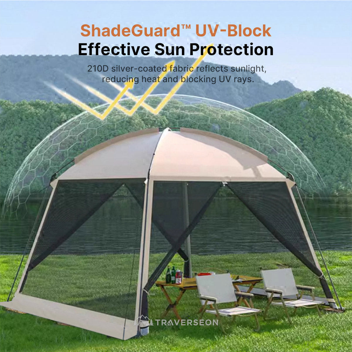 6-10 Person Portable Camping Screen Tent - UV & Bug Proof Canopy Shelter | Traverseon