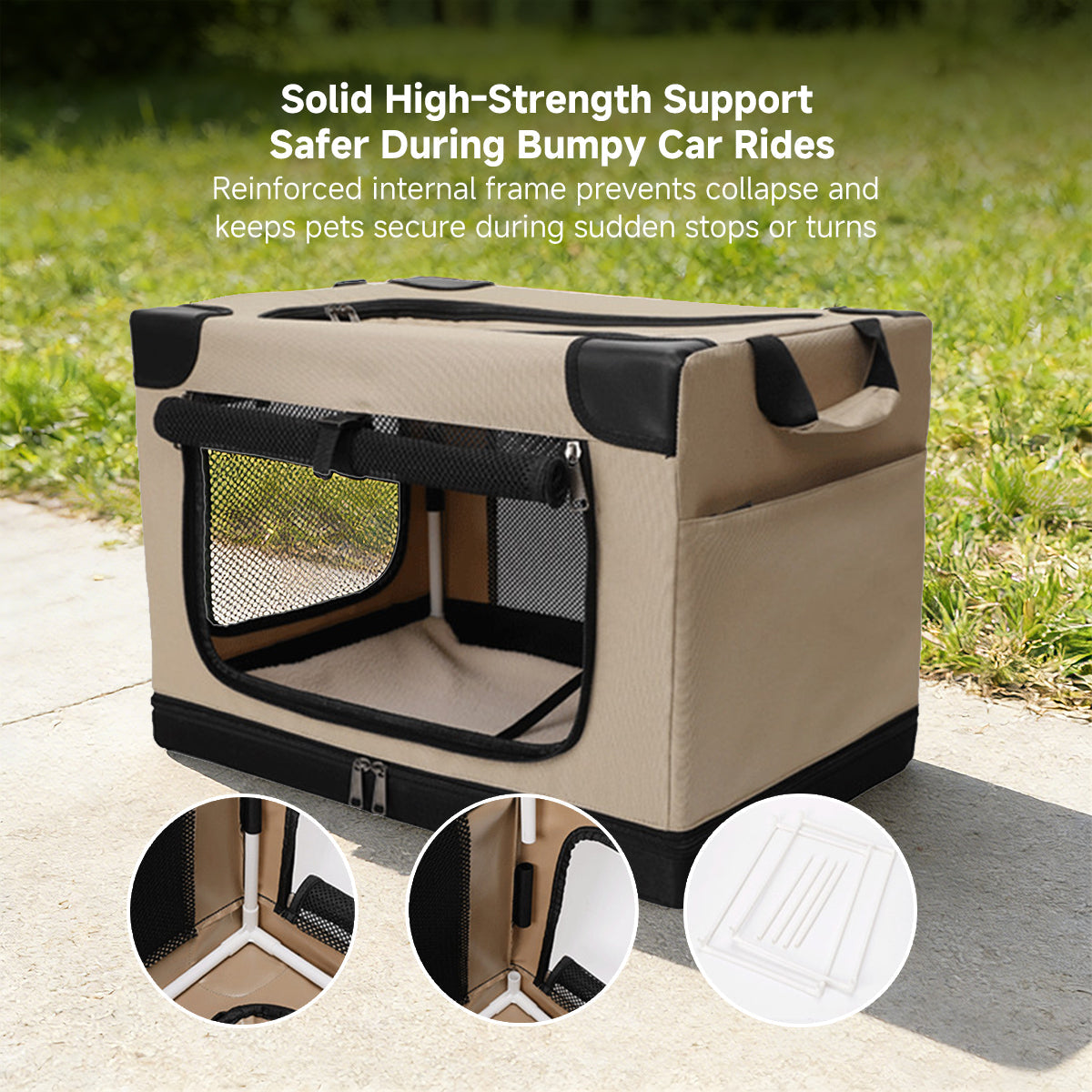 Foldable Soft Dog Crate - 3 Sizes Reinforced Frame Waterproof Oxford Crate for Car Trips & Indoor Storage | Traverseon