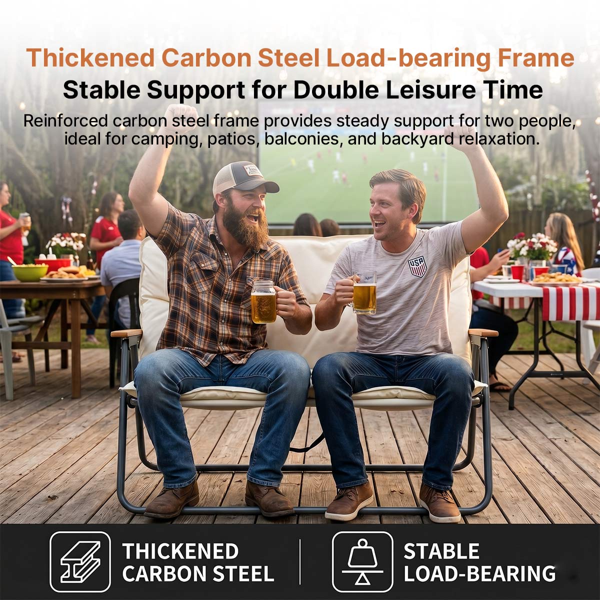 2-Person Padded Camping Loveseat – Foldable Outdoor Chair | Traverseon