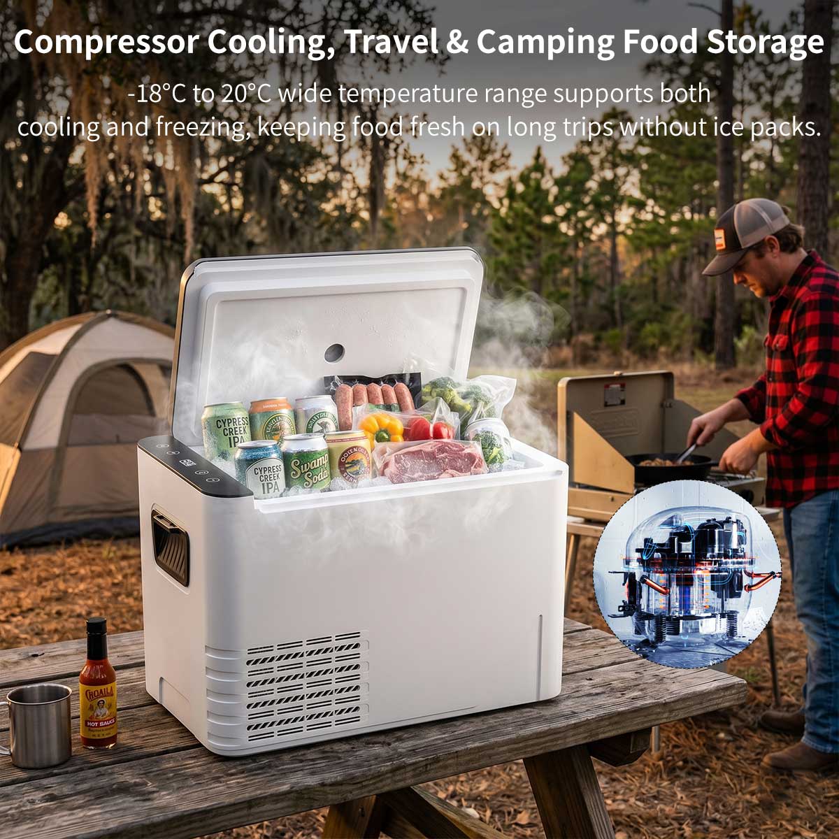 Compressor Car Refrigerator β -18Β°C Portable Freezer Cooler for Car, RV & Camping | Traverseon