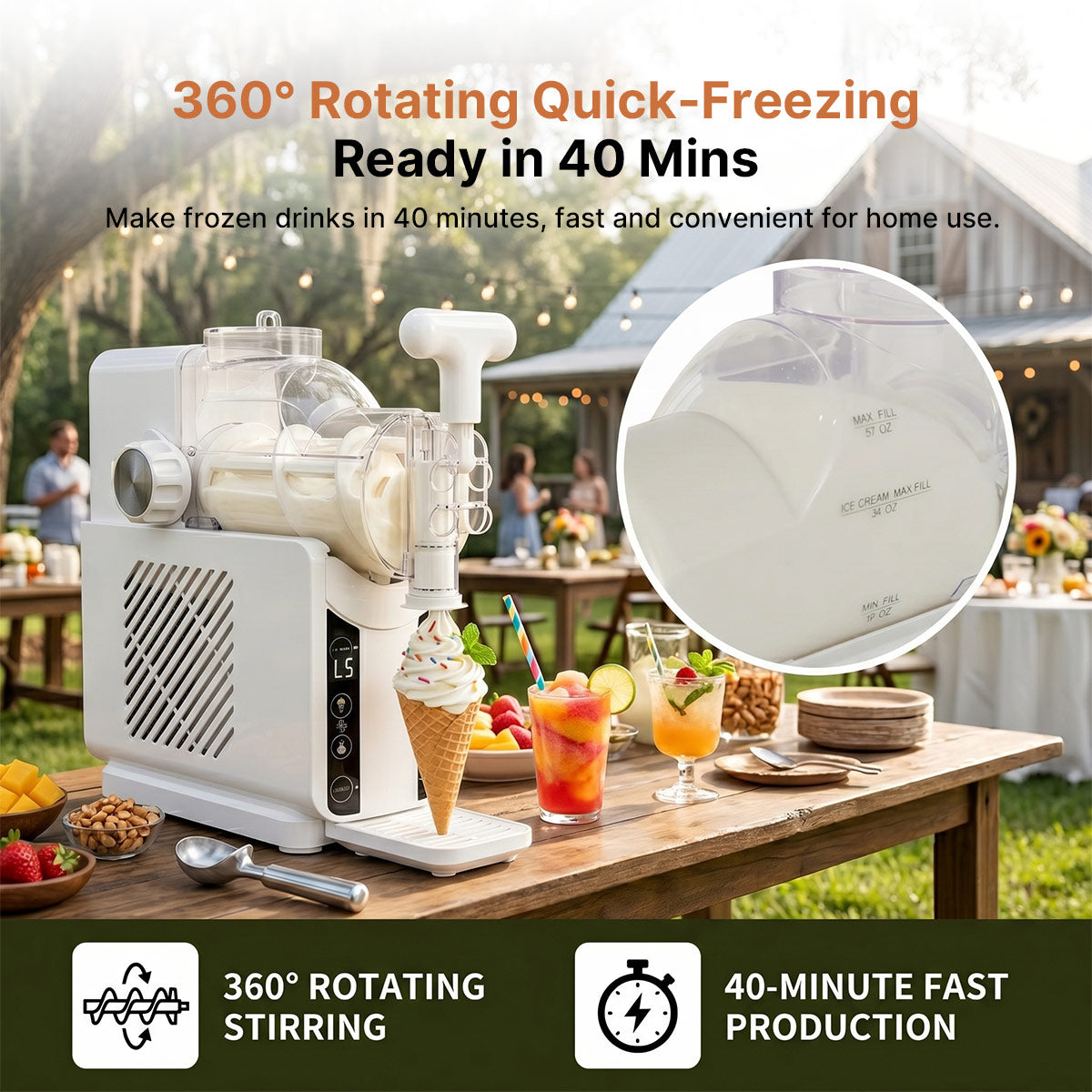 Traverseon 1.8L Portable Slushie & Ice Cream Maker | 110V Blue | Summer Party Essential