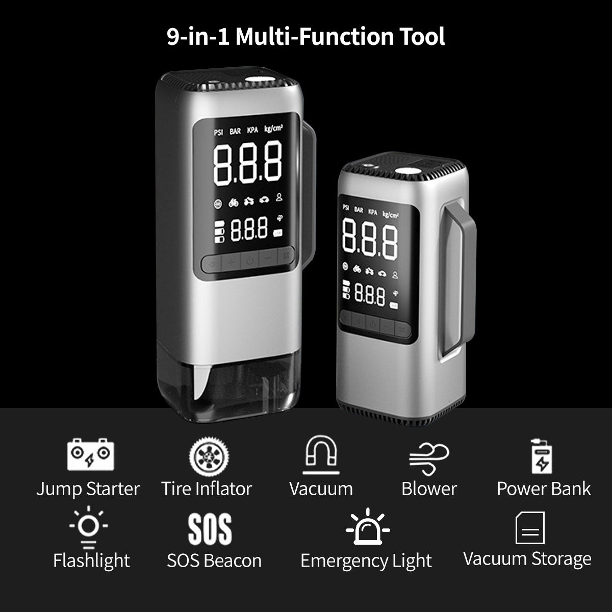 9-in-1 Car Emergency Tool β Jump Starter, Tire Inflator, Vacuum Cleaner | Traverseon