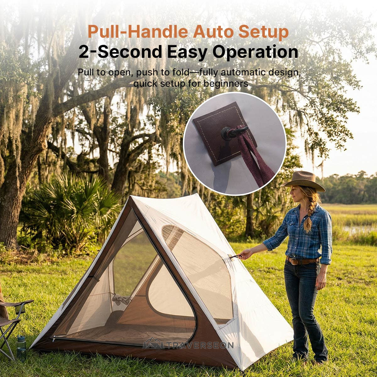 2-3 Person Pop Up Tent - UV Waterproof Triangle for Camping Beach Hiking | Traverseon