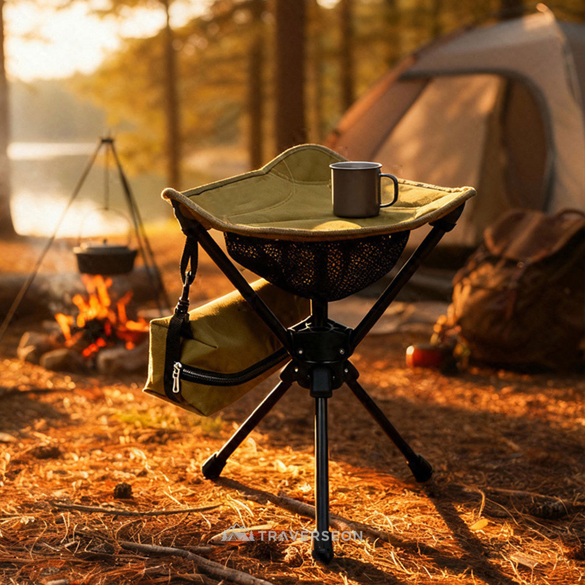 360° Swivel Hunting Stool – Portable Folding Camping Stool | Traverseon