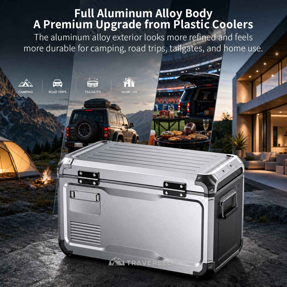 37 Qt All-Aluminum Portable Fridge – Dual-Zone Car Cooler | Traverseon