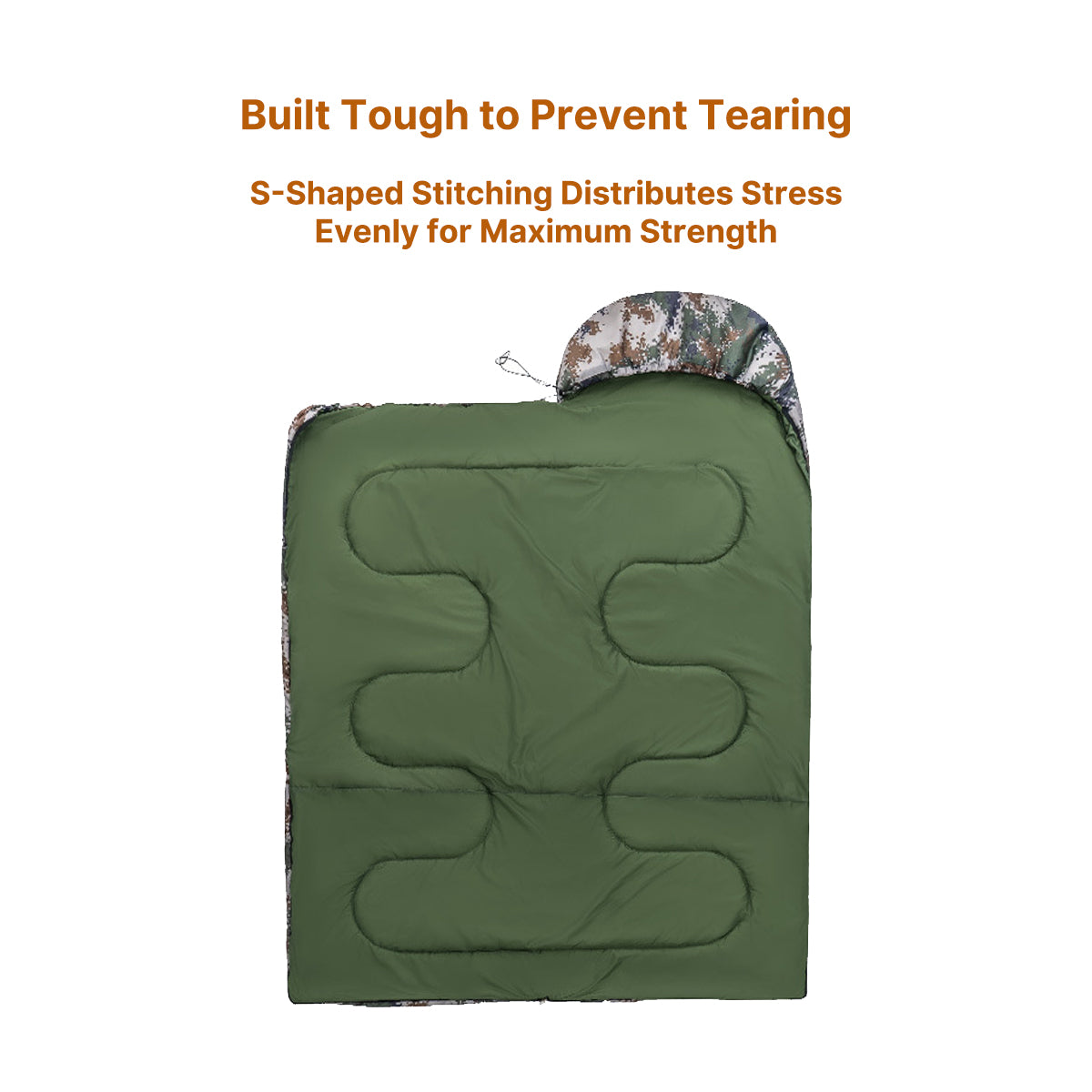 Camouflage Envelope-Style Single Sleeping Bag β Suitable for Temperatures Above -5Β°C