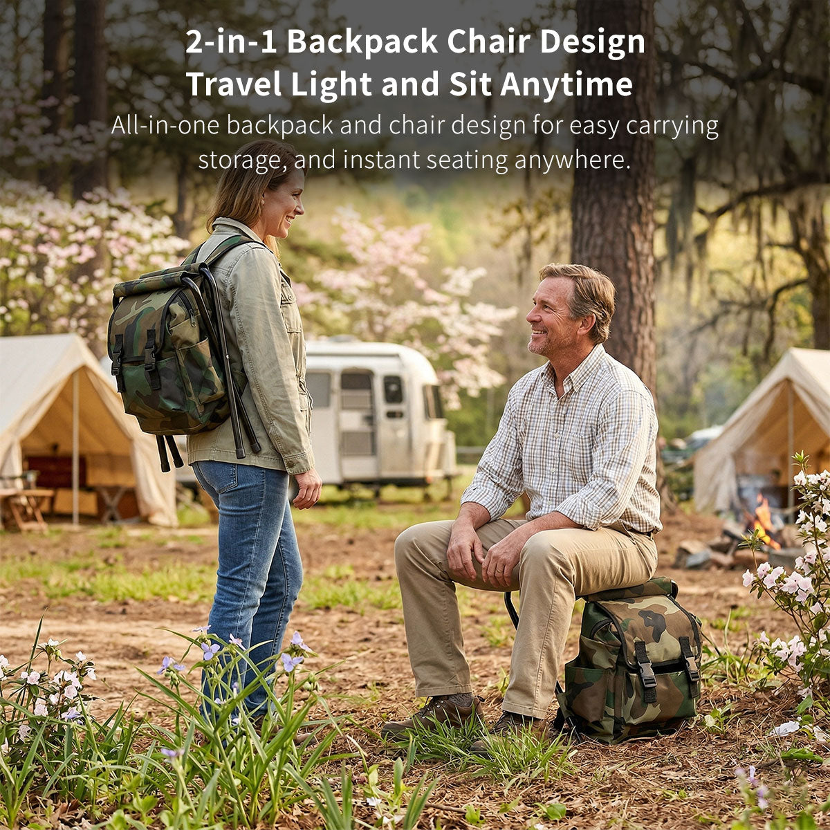 Backpack Folding Chair – 2-in-1 Portable Seat with Storage, Lightweight Camping Stool | Traverseon