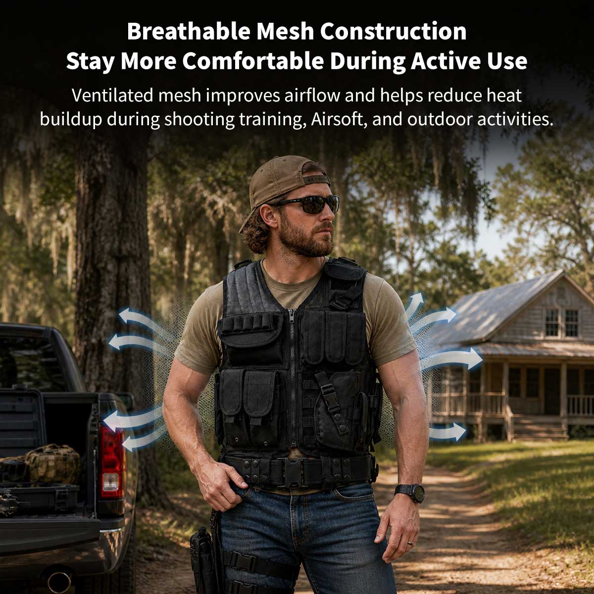 600D Tactical MOLLE Vest – Adjustable 3.09 lb Mesh Loadout | Traverseon