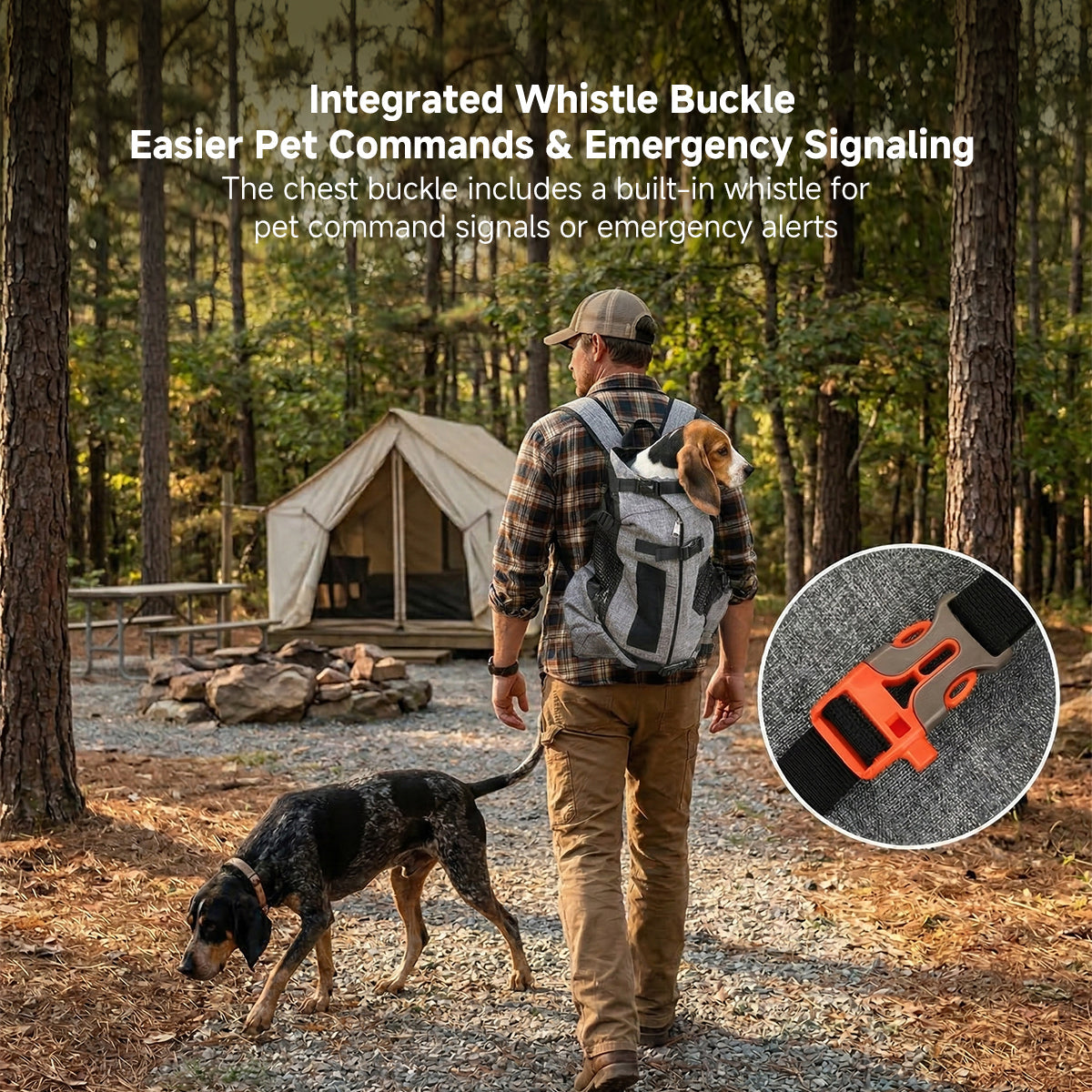 Heavy-Duty Pet Backpack Carrier (XS-L) - Escape-Proof Hiking Pack with Safety Whistle for Dogs & Cats up to 55 lbs | Traverseon