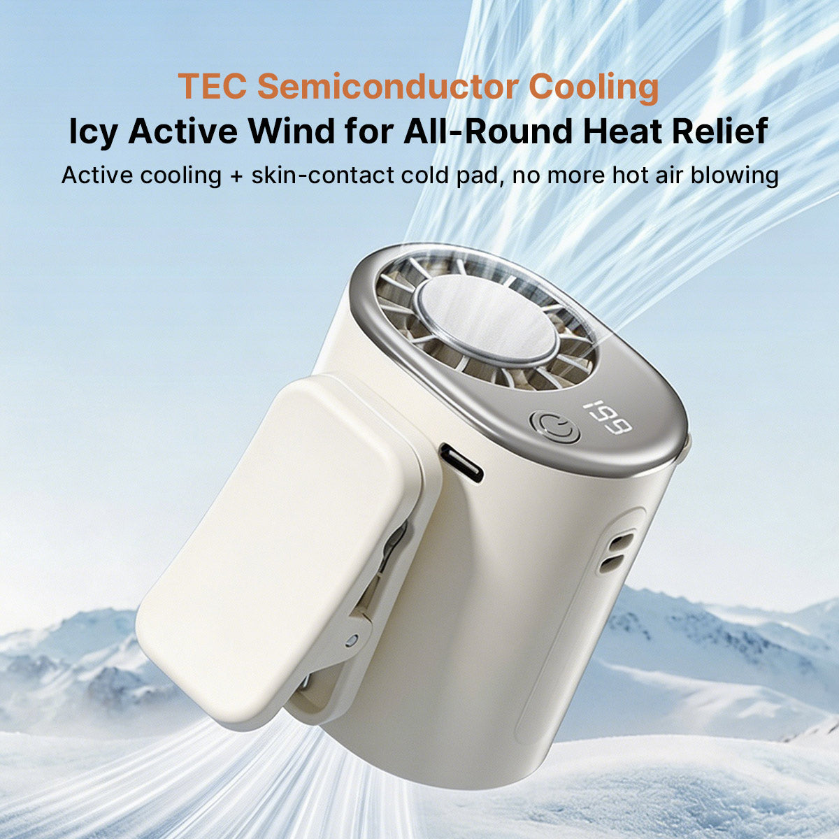 Portable TEC Cooling Fan – 2000mAh 199Stepless Strong Wind Outdoor Jobsite Waist Wear | Traverseon