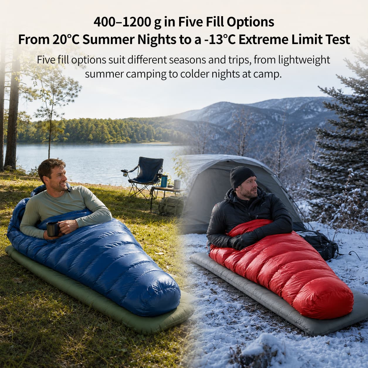 Down Mummy Sleeping Bag for Adults – 9°F–45°F Temperature Options | Traverseon