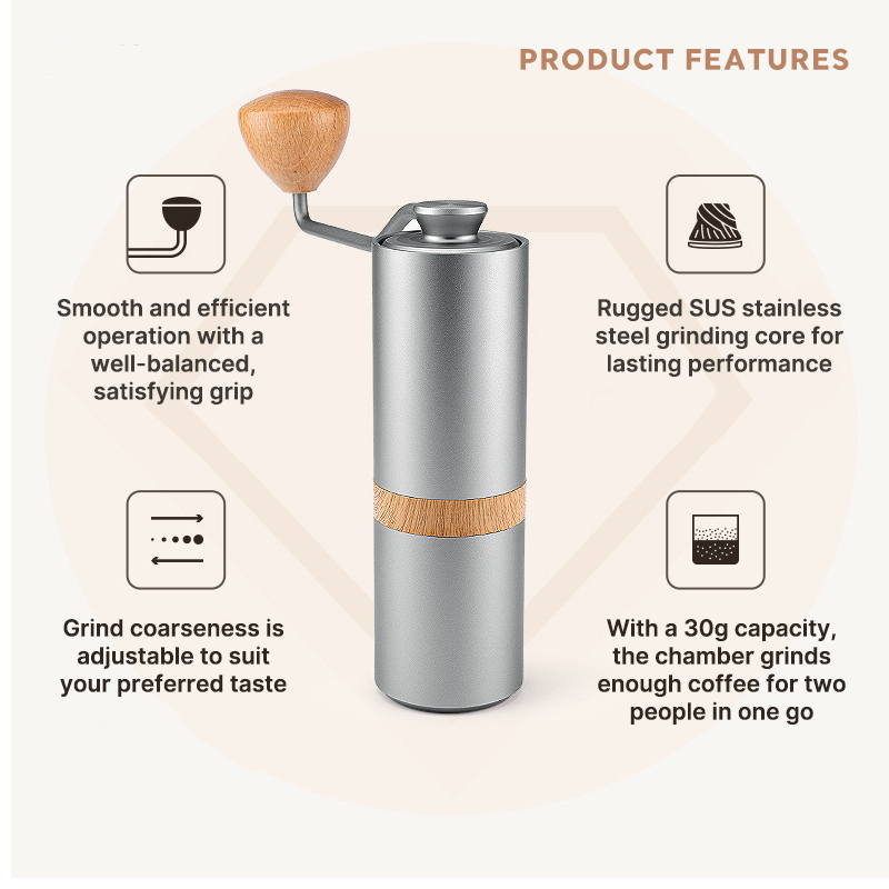 Traverseon Dual-Bearing Precision Portable Coffee Grinder