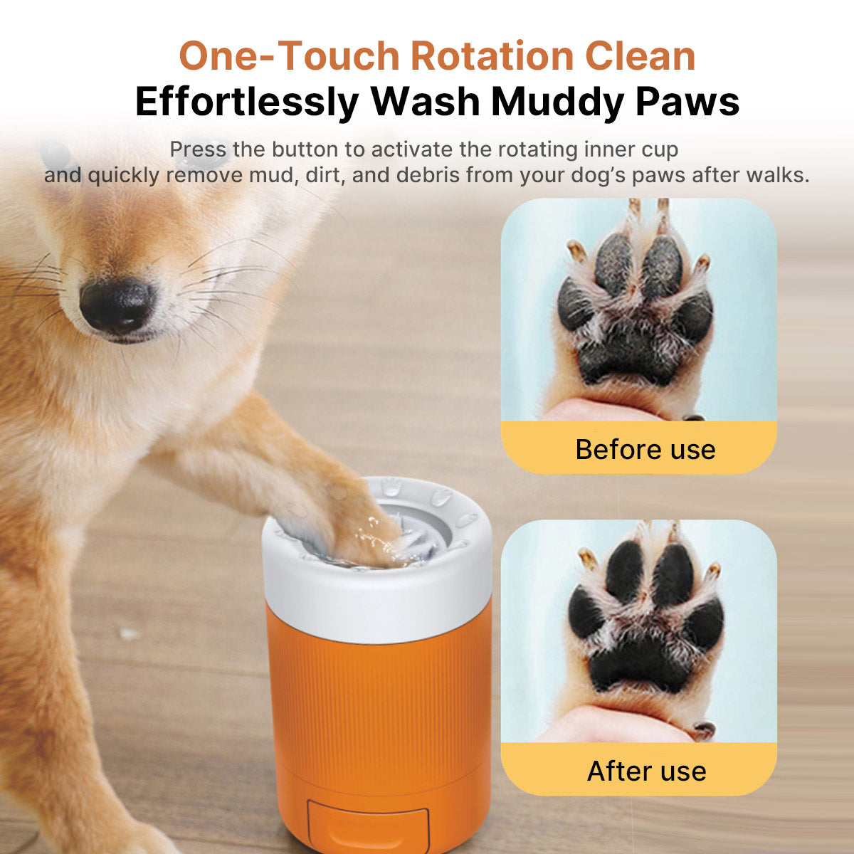 Dog Paw Cleaner - Small Dogs Under 15lbs, Portable Outdoor | Traverseon