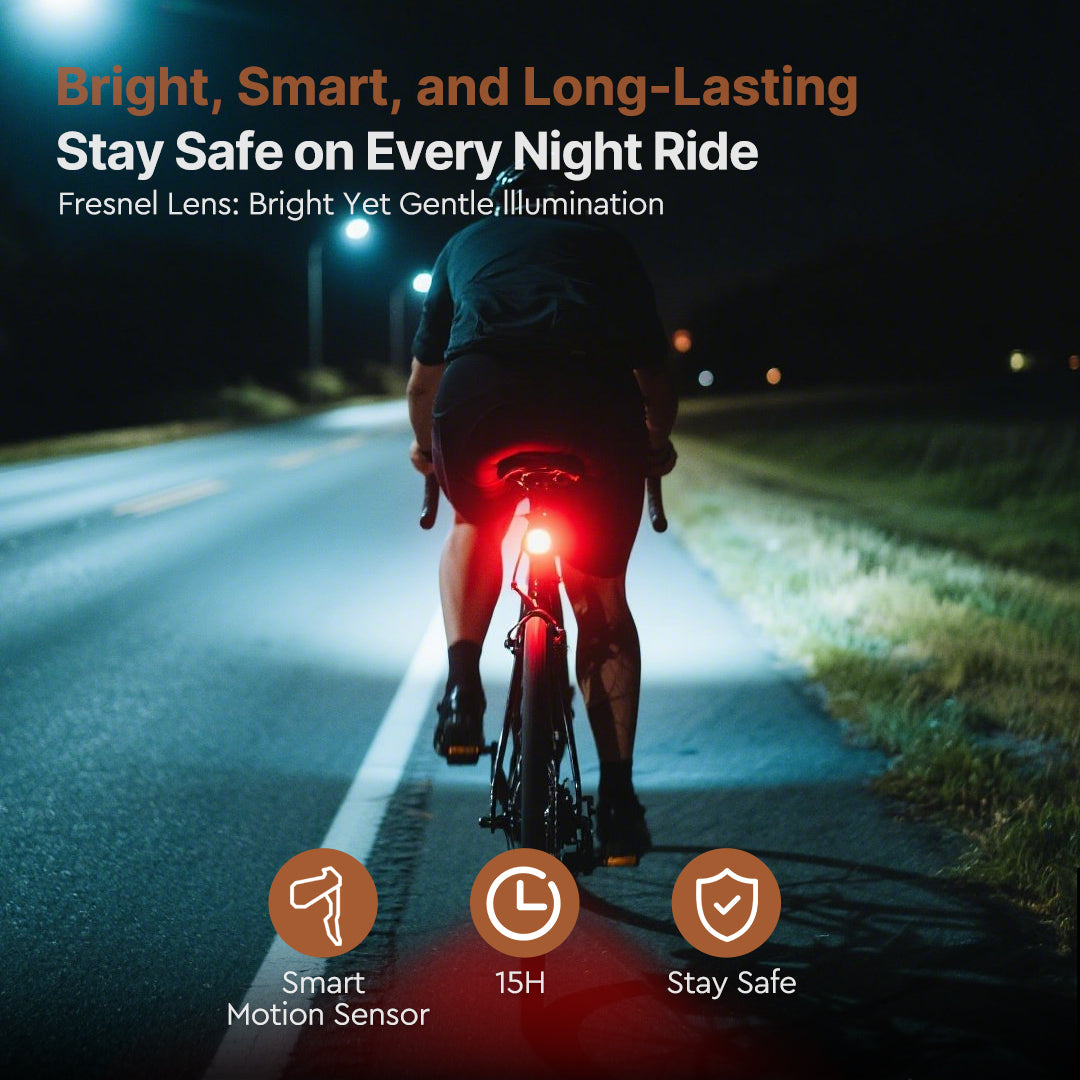 Ultra-long Battery Life and Smart Motion Sensor β 15-Hour Safe Riding Taillight