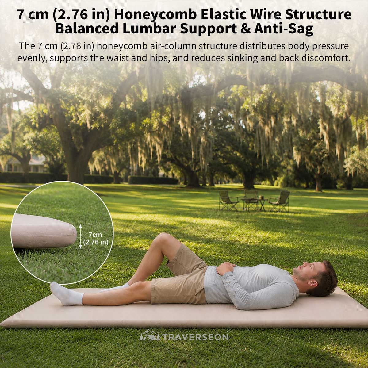 7cm Camping Air Mattress – Waterproof Flocked Air Bed with Pump | Traverseon