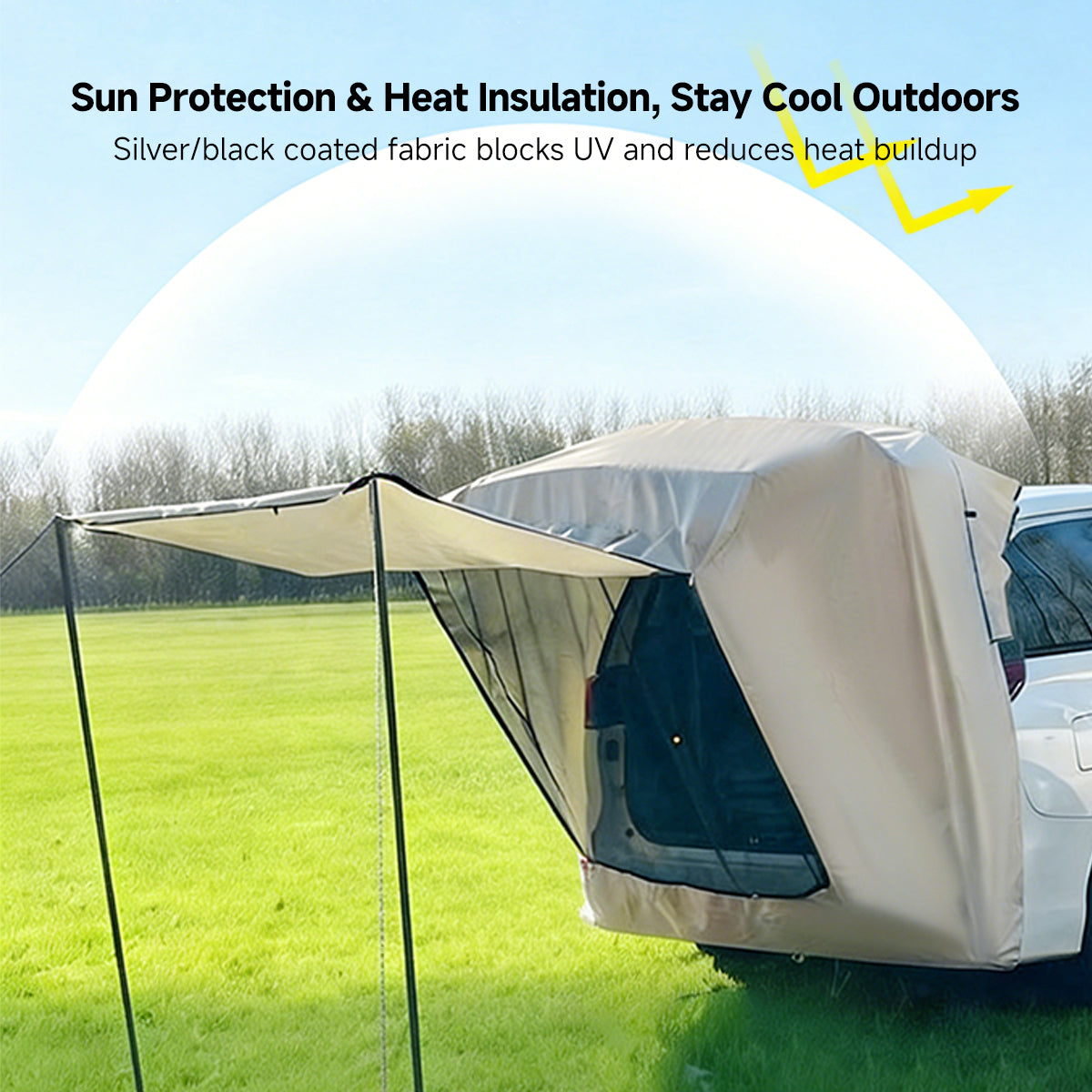 Car Rear SUV Tailgate Tent – Waterproof Sunshade Mosquito Net Shelter | Traverseon