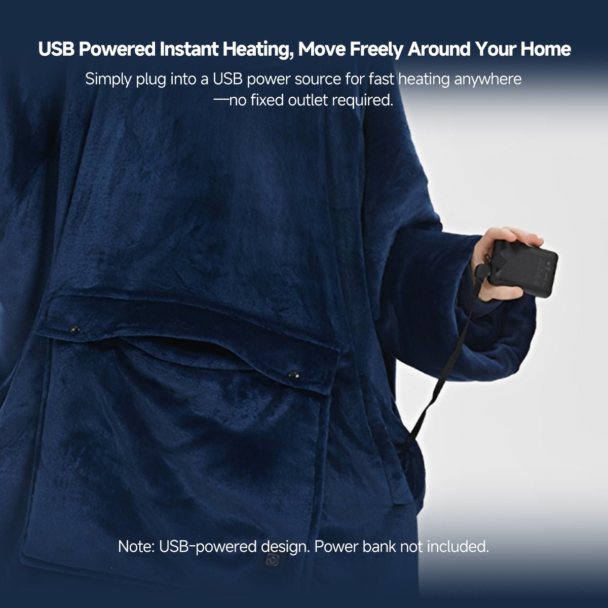 Cordless Heated Hoodie Blanket β 1400g Thick Flannel Cozy Warmth Anywhere | Traverseon