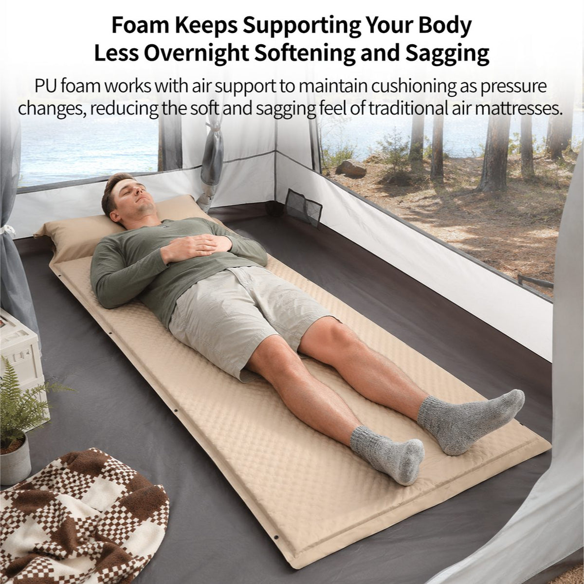 Automatic Inflatable Camping Mattress – Moisture-Proof,Back-Support,Portable|Traverseon