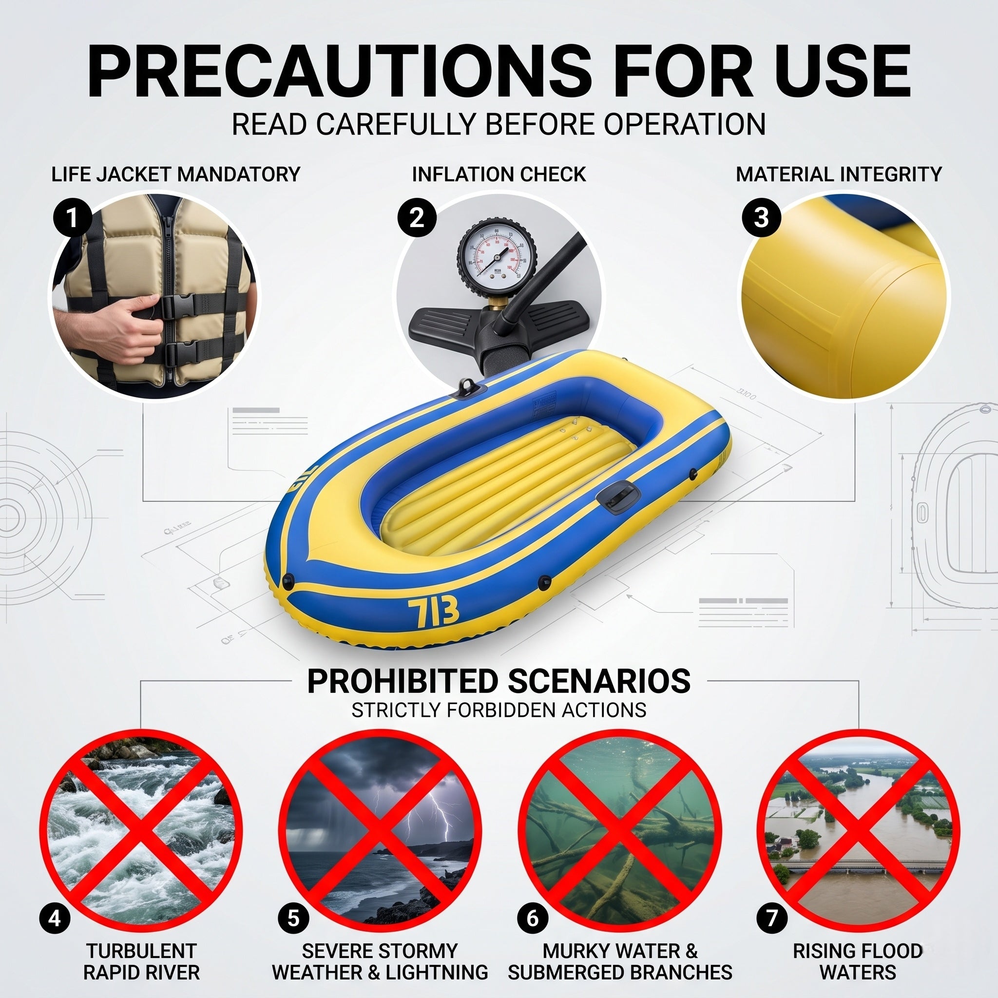 Traverseon SafeFloat 4-Chamber Inflatable Boat Set