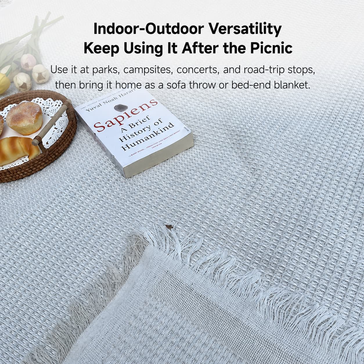 3-Season Woven Picnic Blanket – 9 Sizes for Indoor-Outdoor Use | Traverseon