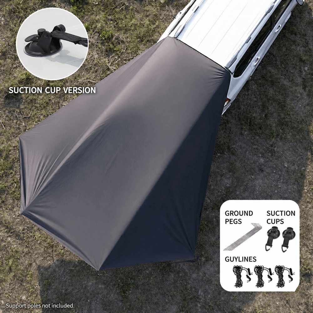 SideMount Dual-Use Car Awning — 2 in 1 Rear & Side Setup, Leak Resistant, Windproof Stable, All Weather Portable | Traverseon