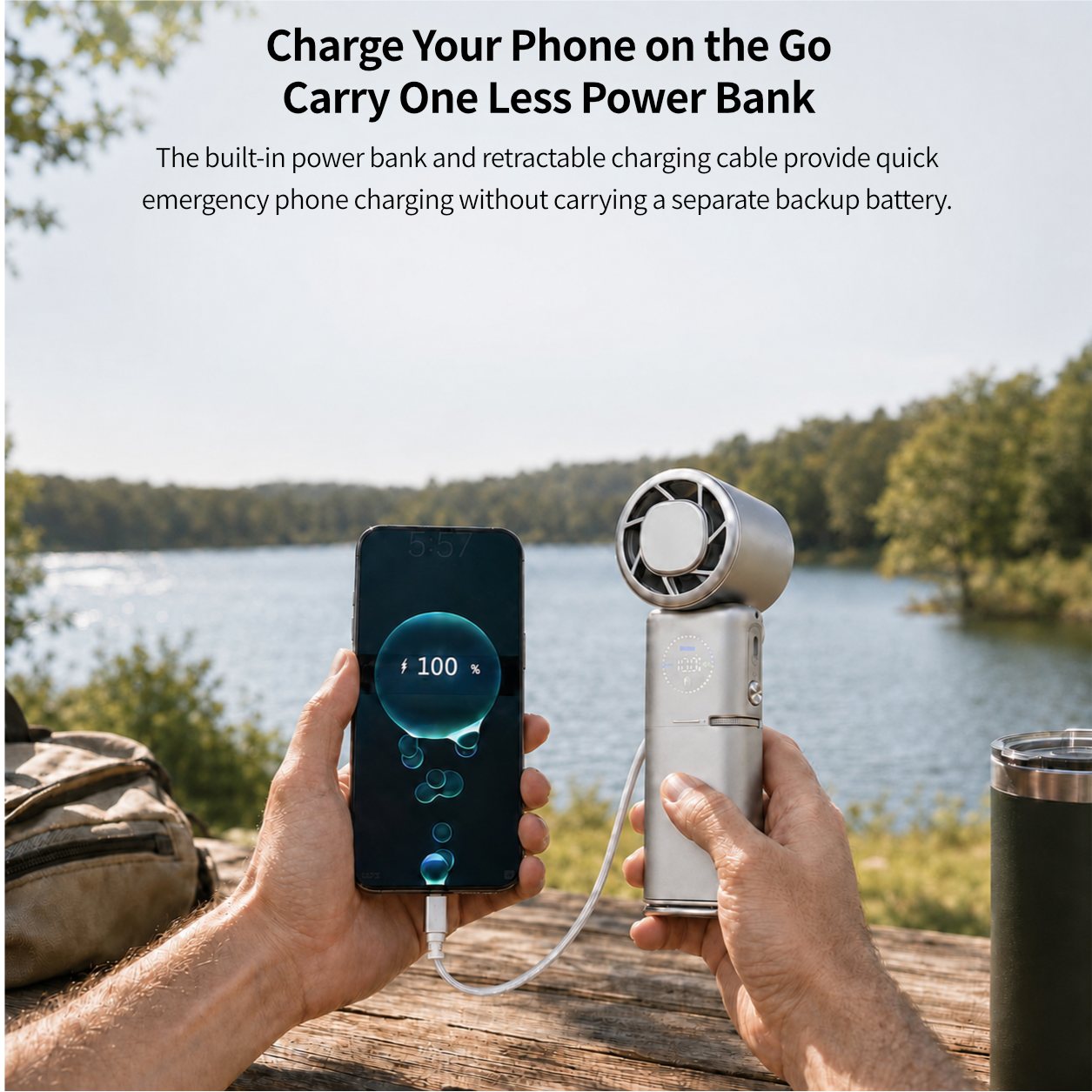 TEC Cooling Handheld Fan – Low-Noise 9000mAh Fan with Power Bank | Traverseon