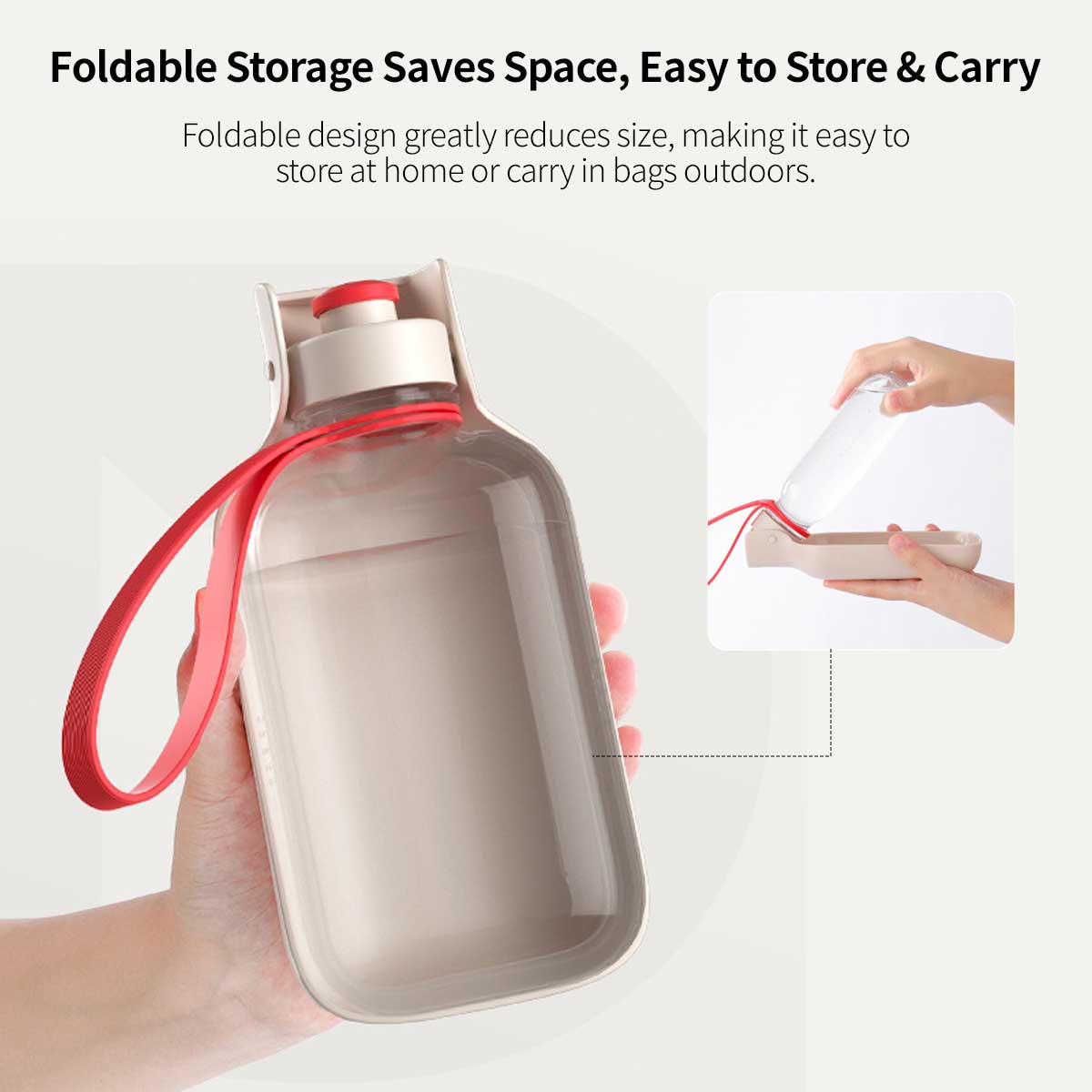 Portable Dog Water Bottle – 550/350ml 150° Fold Wide-Mouth, Leak-Proof for Outdoor Walking | Traverseon