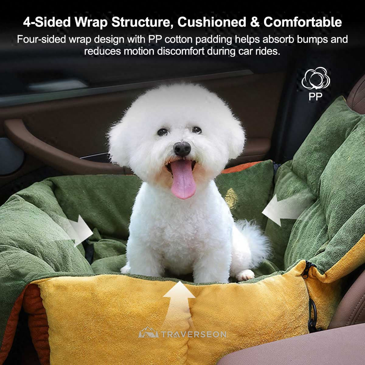 3-in-1 Pet Car Seat & Carrier - Washable Travel Bed for Car, Home & Outdoors (Up to 28 lbs) | Traverseon