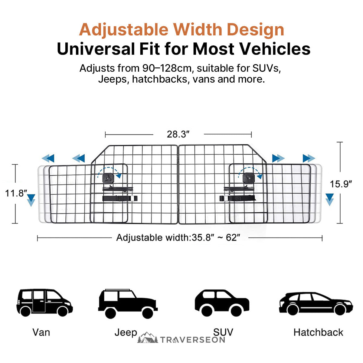 Adjustable Dog Car Barrier – Foldable Metal Pet Divider | Traverseon