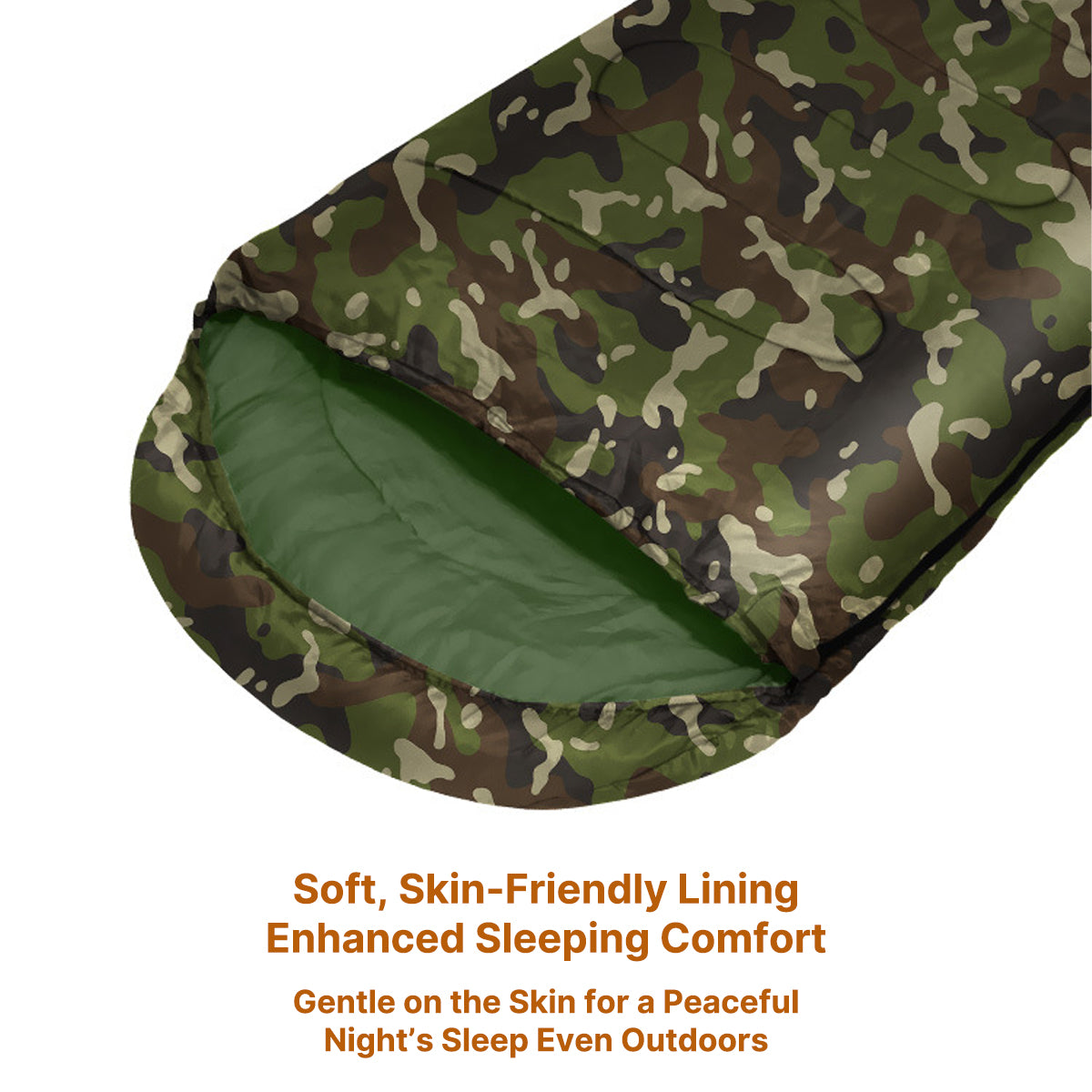 Cold Weather Camouflage Sleeping Bag – Thick Warm Hooded for Outdoor Camping, Suitable for Temperatures Above -10°C