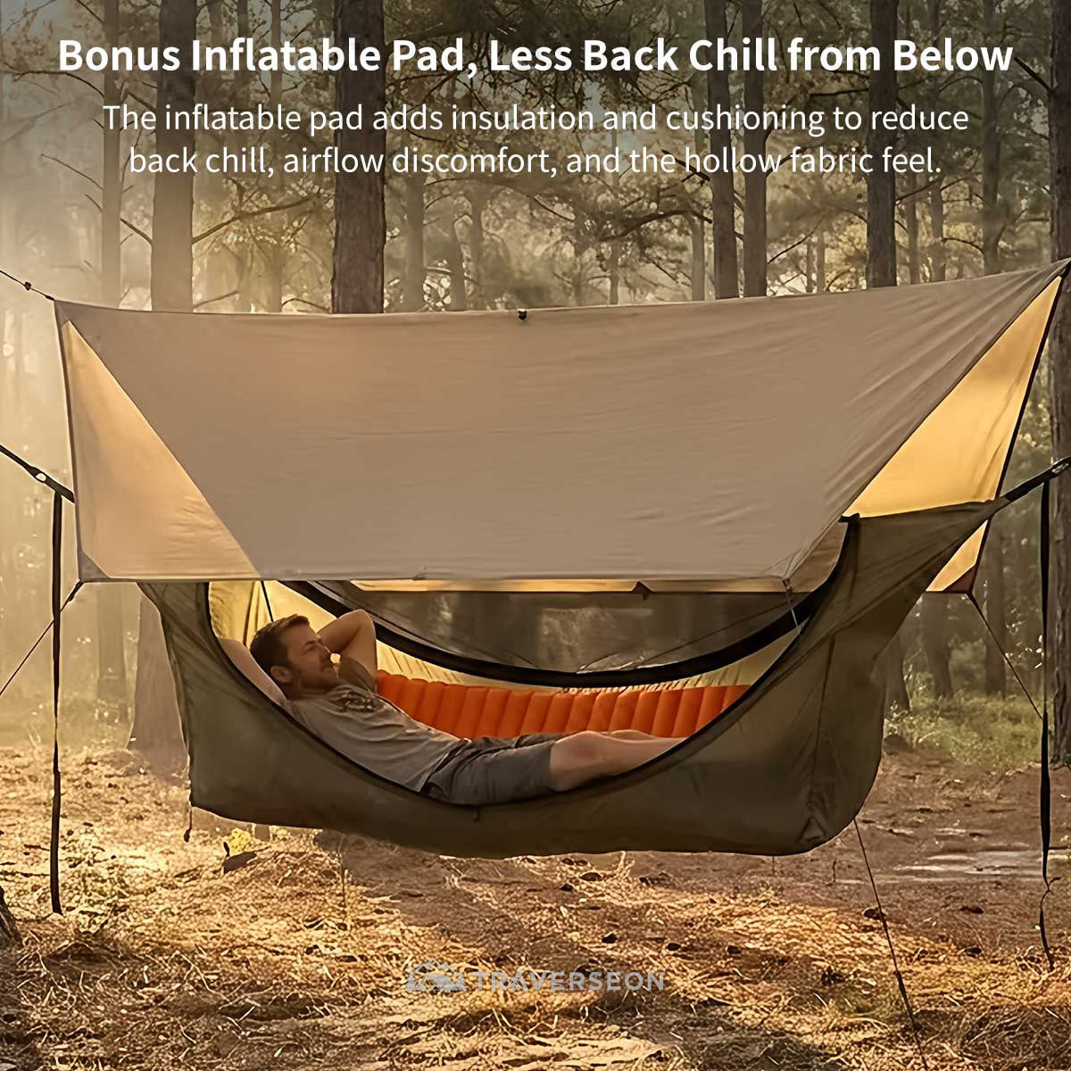 Anti-Mosquito Camping Hammock – 440 lb, 3000 mm Rain Tarp | Traverseon