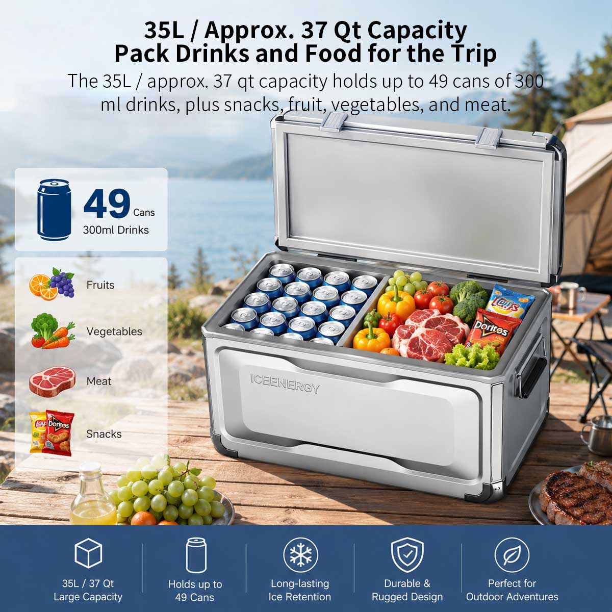37 Qt All-Aluminum Portable Fridge – Dual-Zone Car Cooler | Traverseon