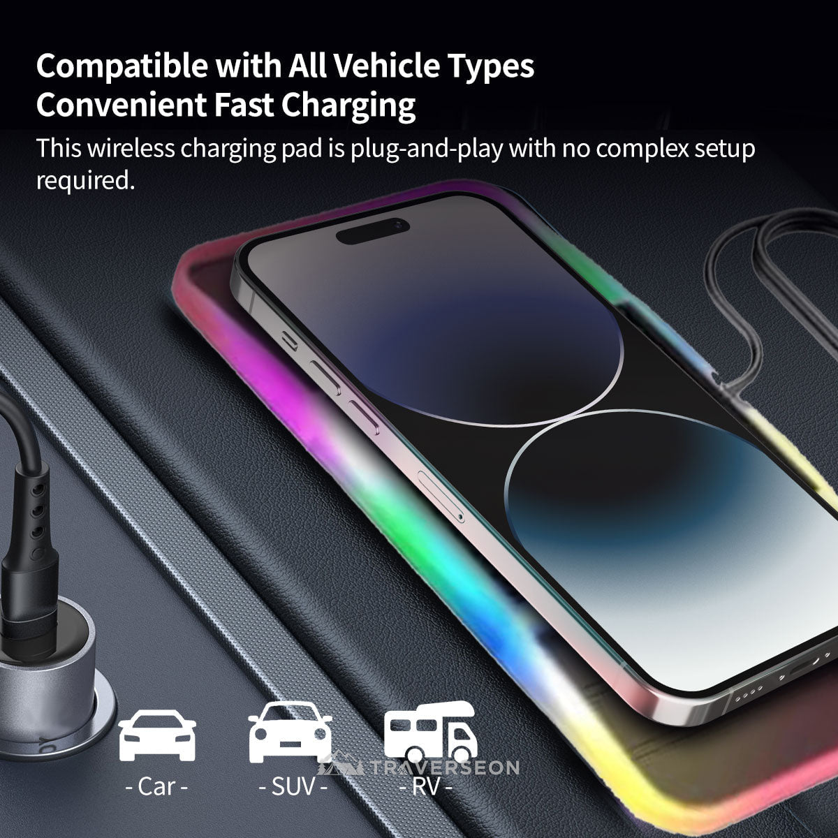 20W Wireless Car Charger Pad β Anti-Slip Fast Charging for Cars | Traverseon