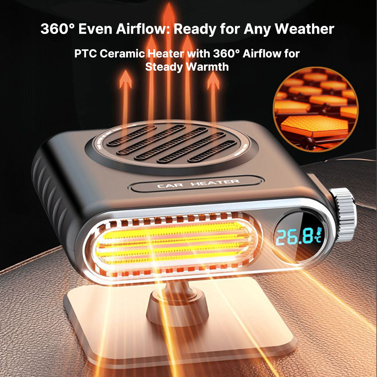 Portable 12V Fast-Heating Car Heater for Winter Driving & Defrosting
