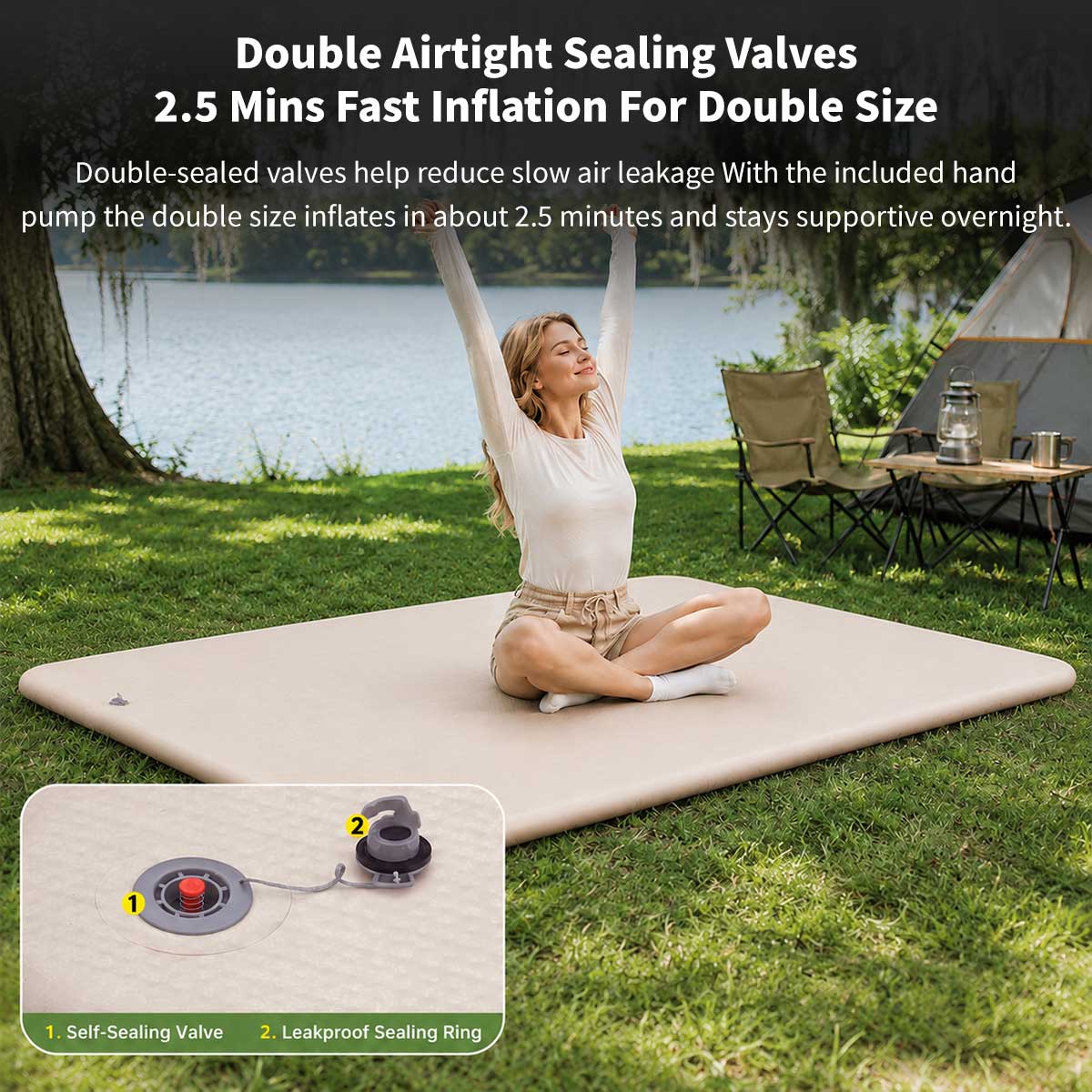 7cm Camping Air Mattress – Waterproof Flocked Air Bed with Pump | Traverseon