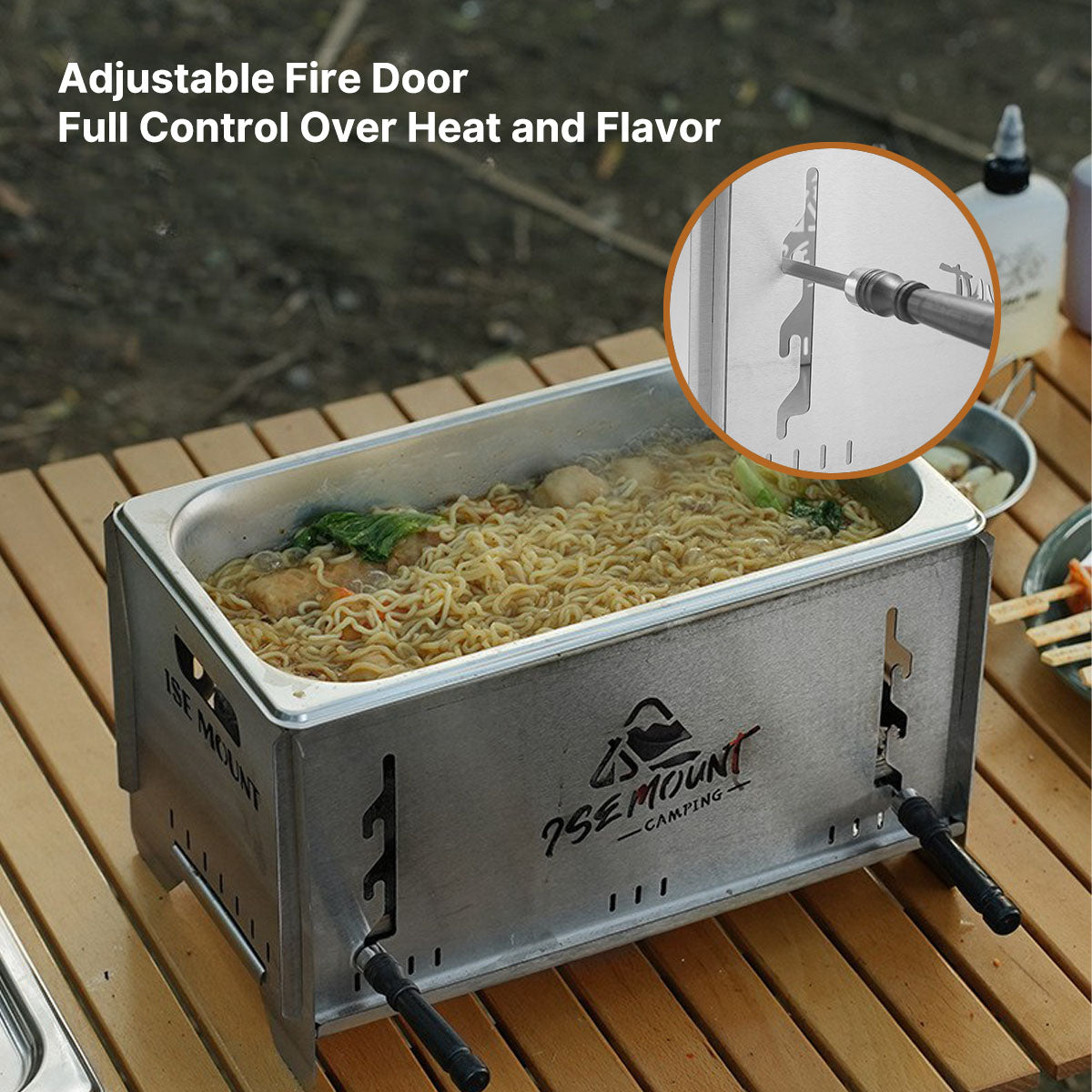 Multi-Function Charcoal Camp Stove – Dual-Zone Cooking, 3-Level Heat | Traverseon