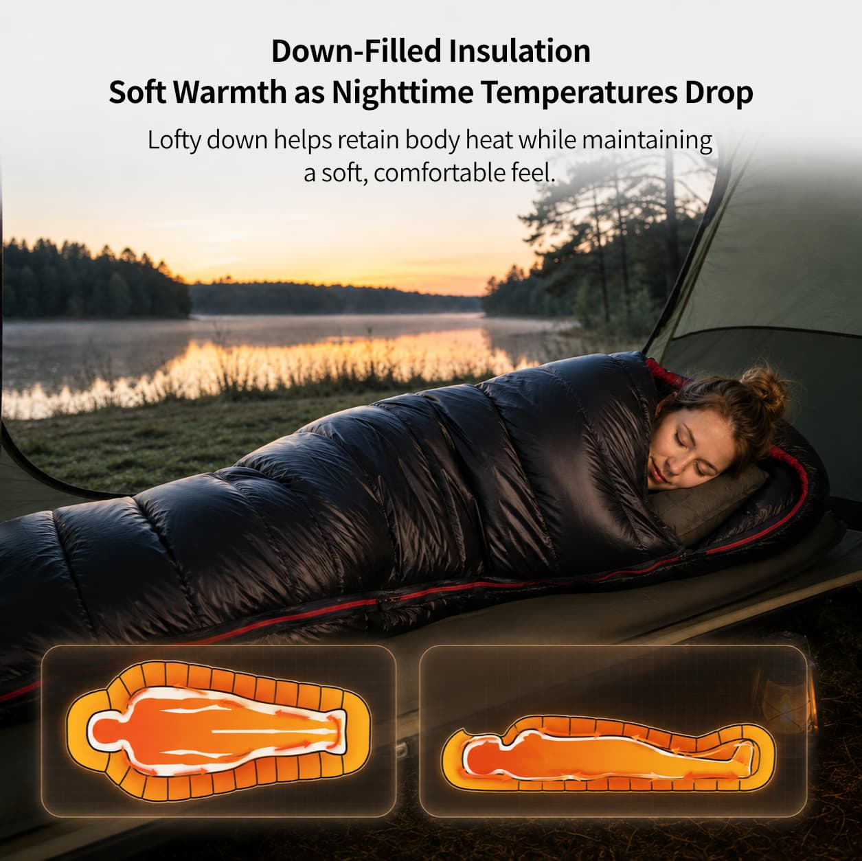 Down Mummy Sleeping Bag for Adults – 9°F–45°F Temperature Options | Traverseon