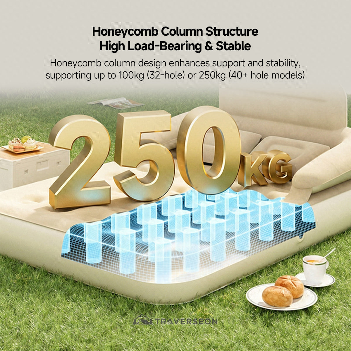 Air Mattress – Inflatable Bed Twin/Double Backrest Camping Outdoor | Traverseon