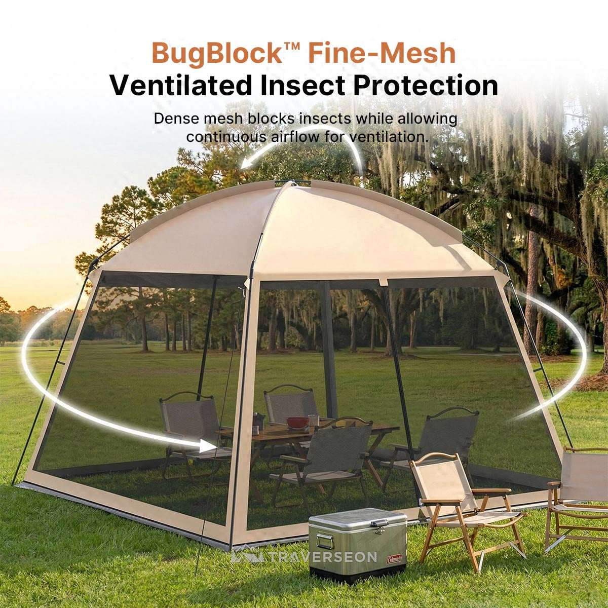 6-10 Person Portable Camping Screen Tent - UV & Bug Proof Canopy Shelter | Traverseon