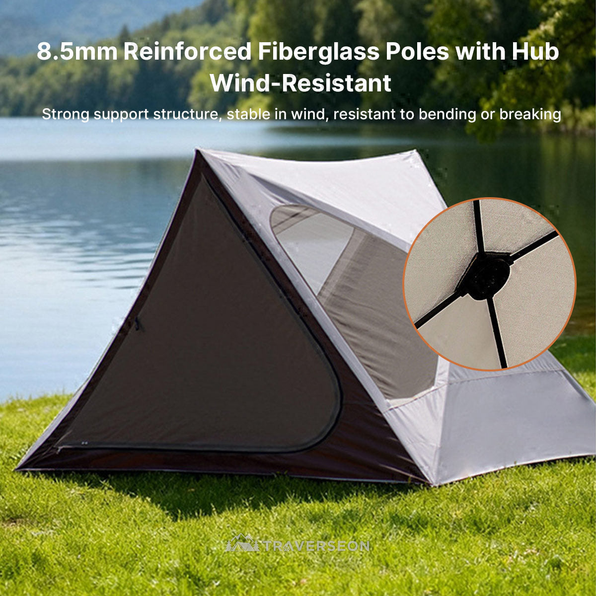 2-3 Person Pop Up Tent - UV Waterproof Triangle for Camping Beach Hiking | Traverseon