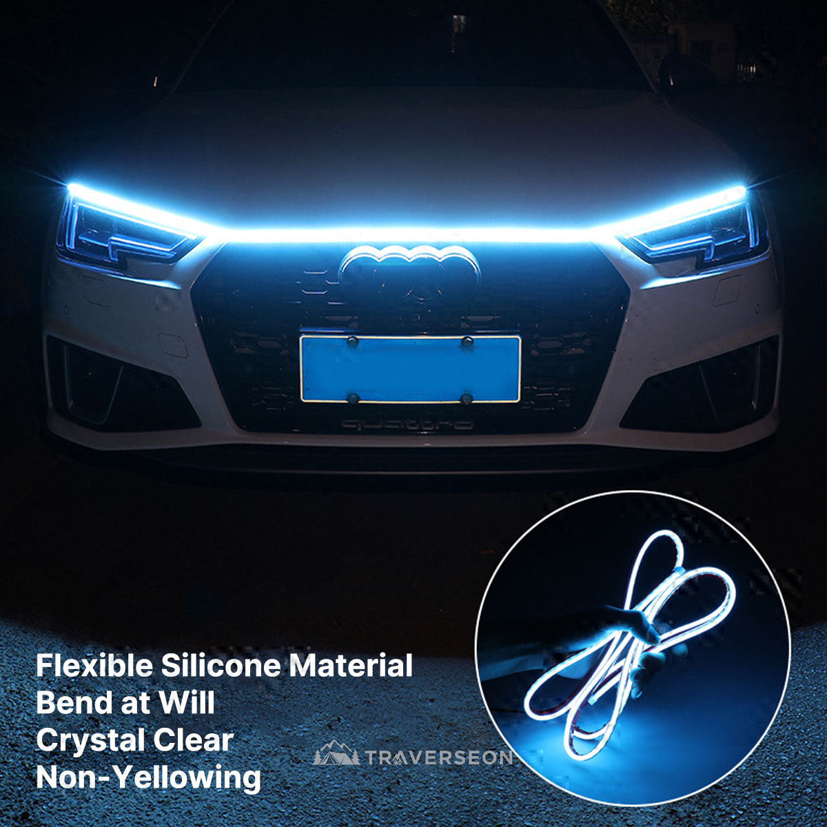 12V LED Hood Light Strip β Up to 2.4 m Dynamic Scan Car Accent | Traverseon