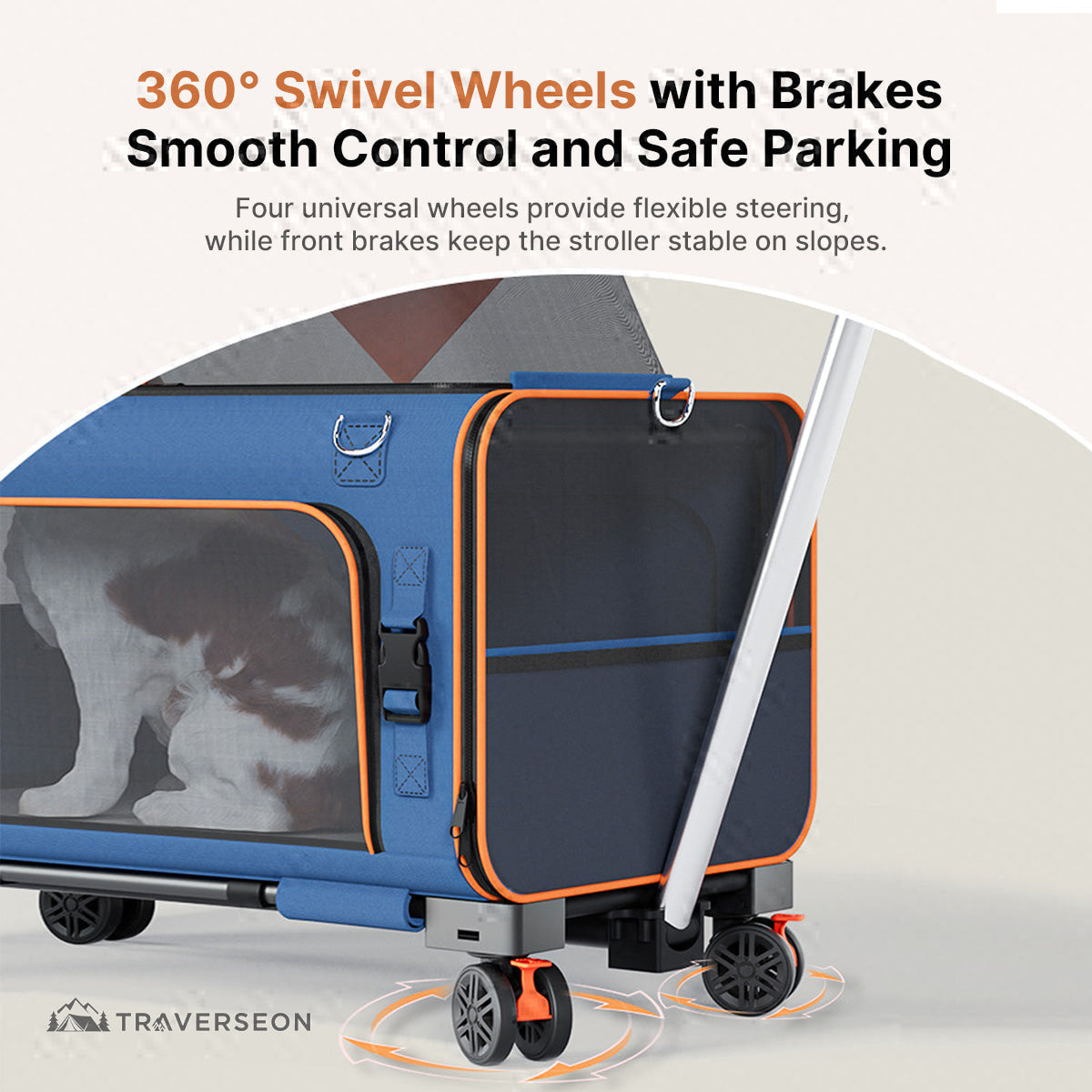2-in-1 Pet Stroller & Carrier – Foldable Breathable Dog & Cat Travel Cart | Traverseon