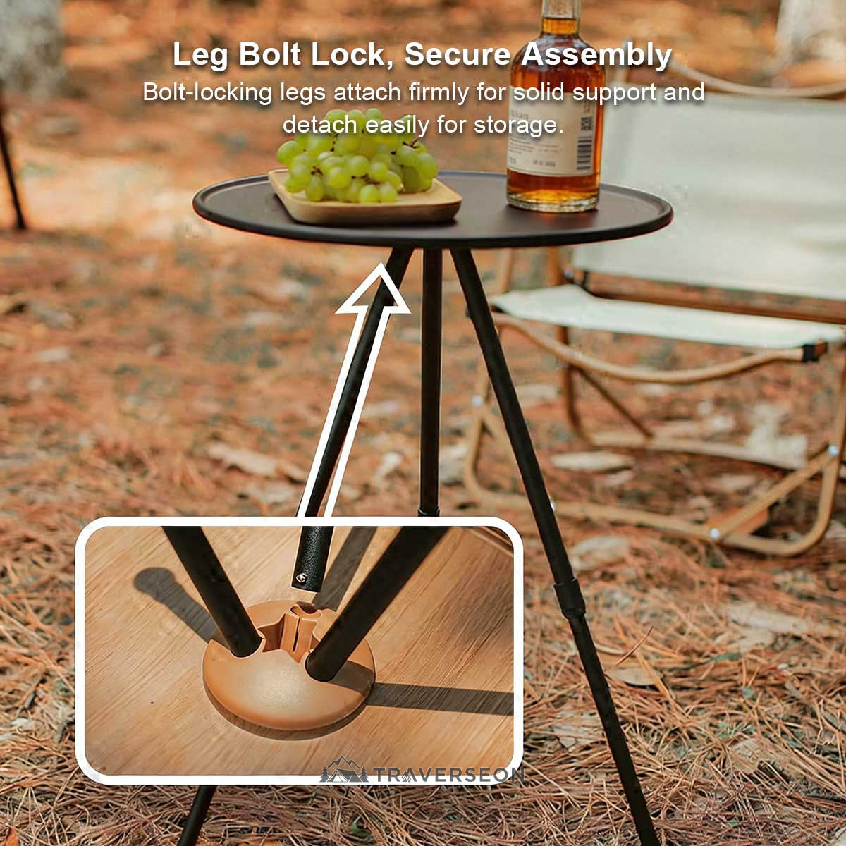 Aluminum Alloy Table – Small Round Portable Detachable Camping Outdoor | Traverseon