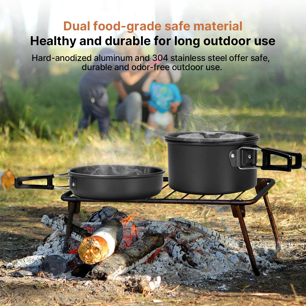 Camping Cookware Set – 2-3 Person Outdoor Pots & Tableware | Traverseon