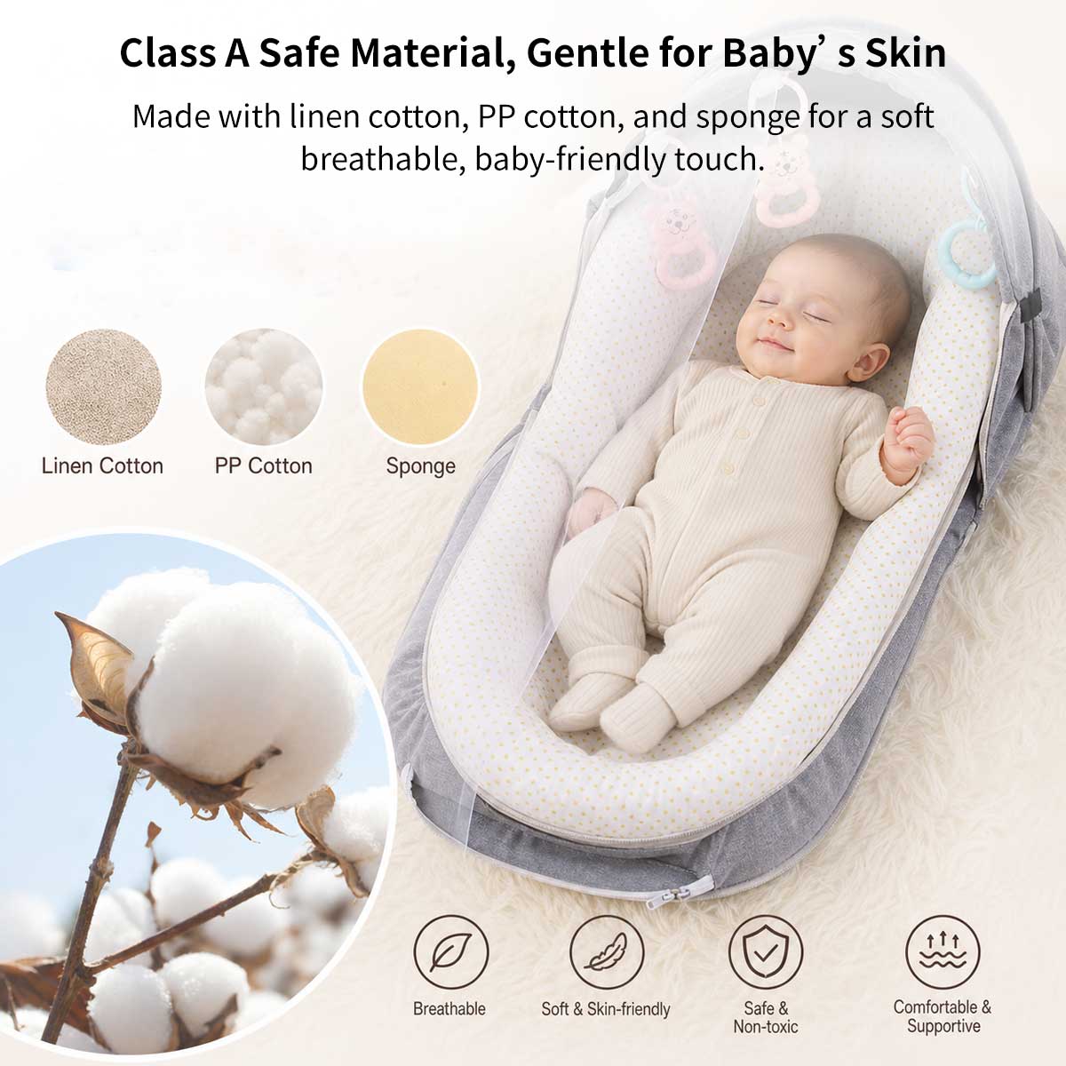 Portable Baby Travel Bassinet – 1.8 lb Foldable Mosquito Net Bed | Traverseon